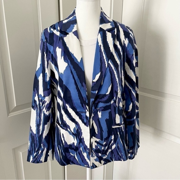 Chico's Jackets & Blazers - Chico’s Animal Print Blazer – Blue Purple Structured Statement Jacket, US Small